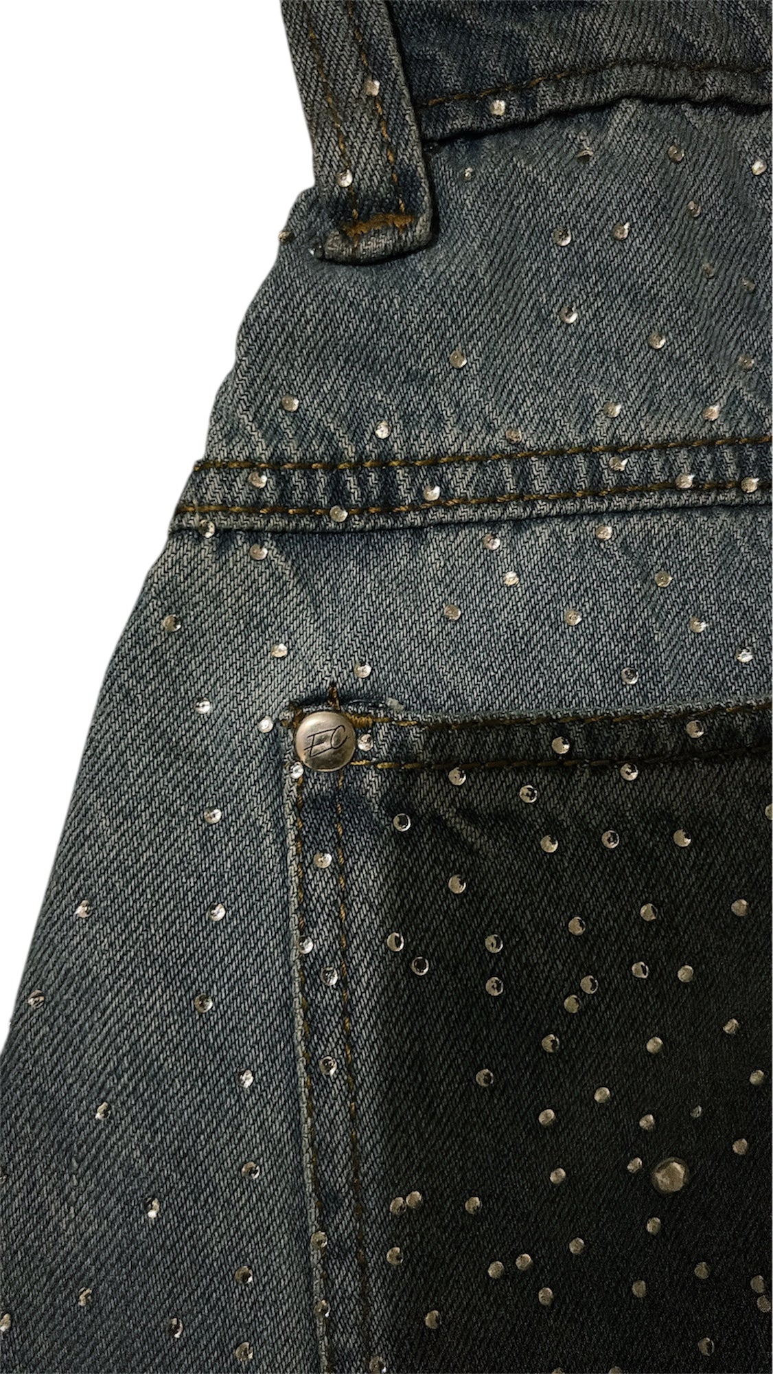 BLUE RHINESTONE JORTS