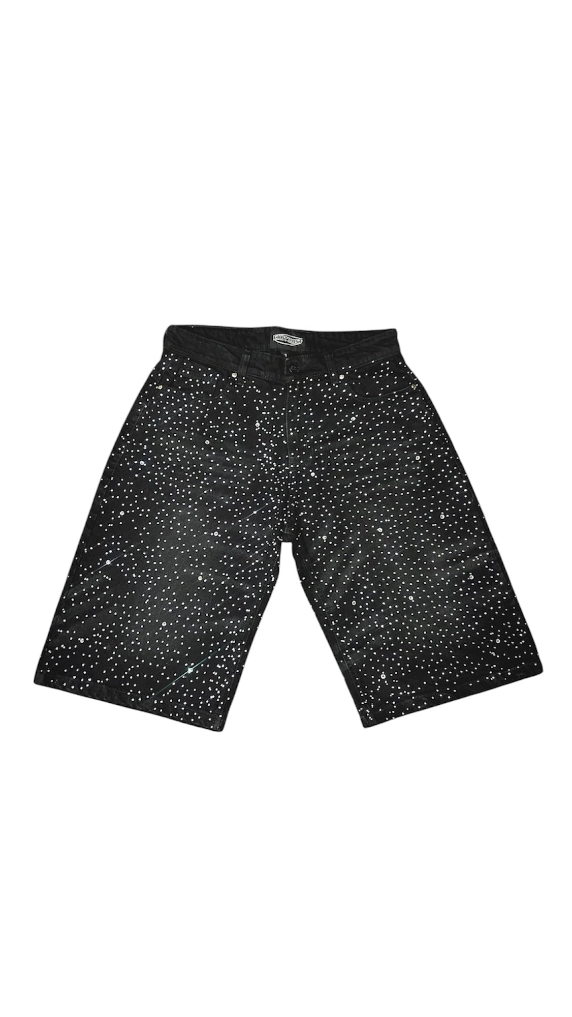 BLACK RHINESTONE JORTS
