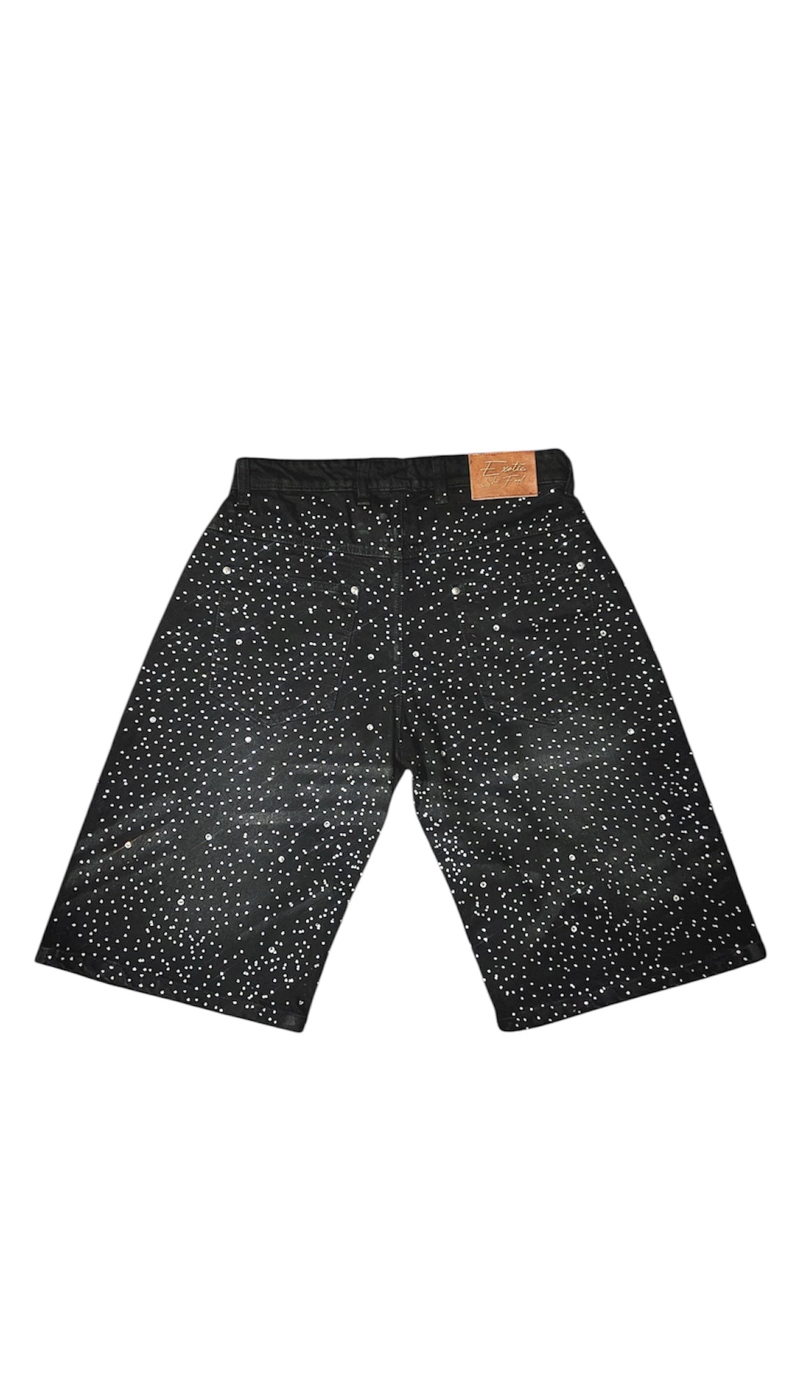 BLACK RHINESTONE JORTS